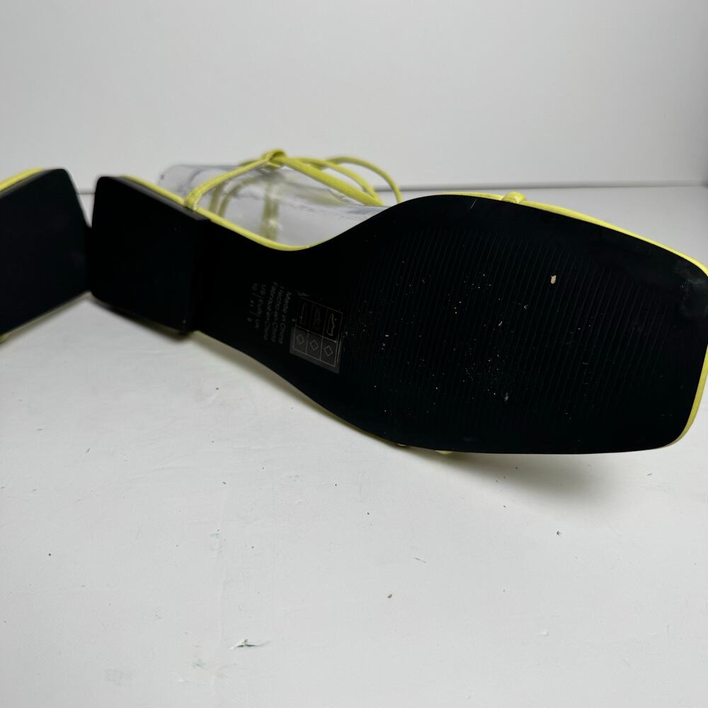 Who What Wear Neon Yellow Strappy Flat Sandals Women’s US 10 Square Toe Ankle - Picture 6 of 9